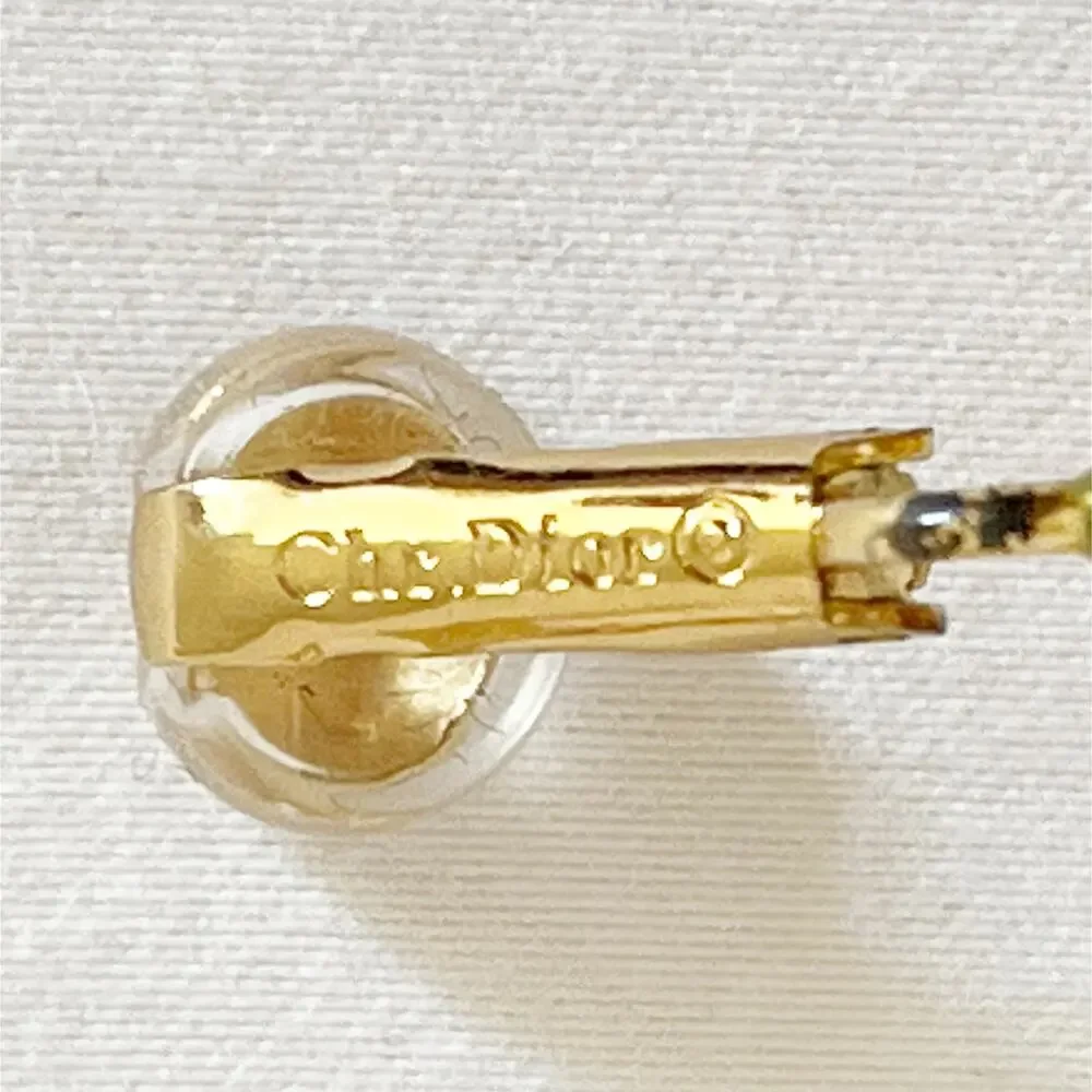 DIOR Vintage 1980s Whole Shining Half Dome Hoop Crystal Clip Earrings